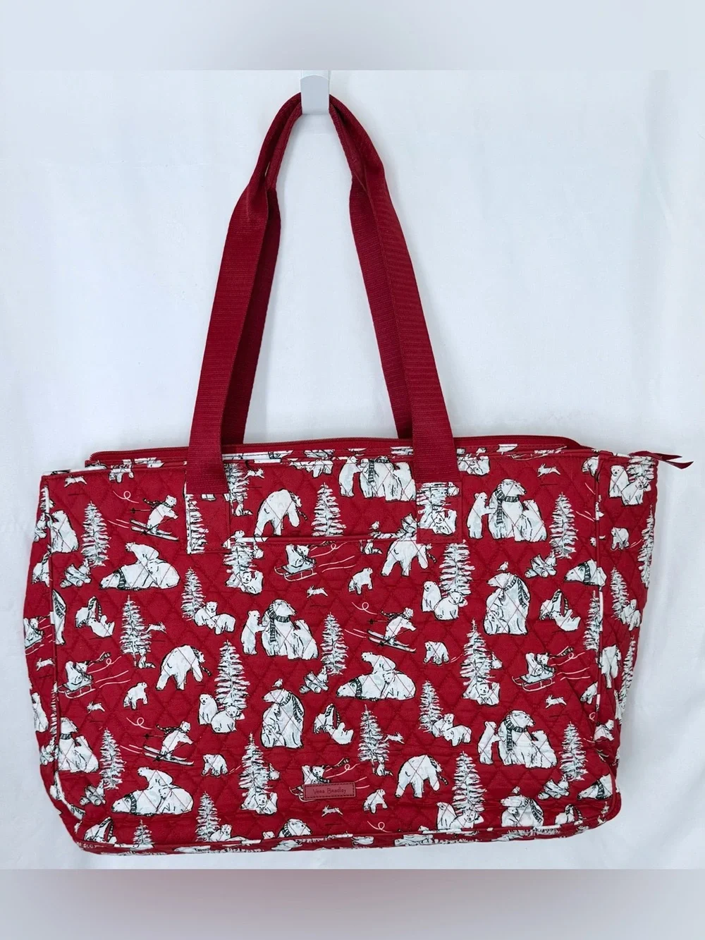 Vera Bradley Red Quilted Tote with White Polar Bear Print